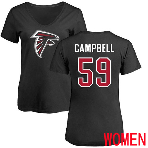 Atlanta Falcons Black Women De Vondre Campbell Name And Number Logo NFL Football #59 T Shirt->atlanta falcons->NFL Jersey